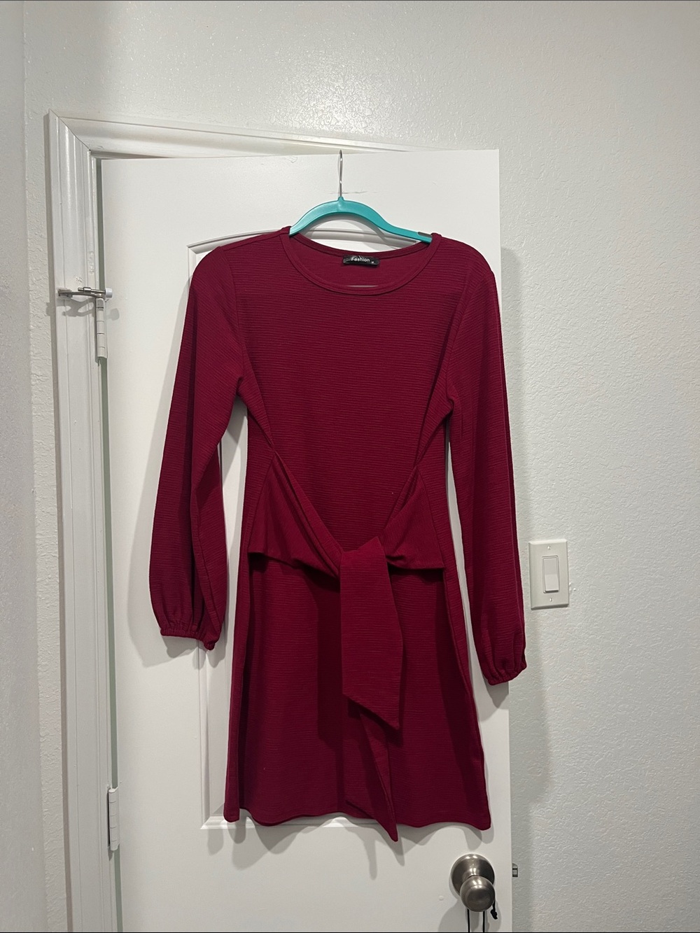 Amazon Women's Burgundy Midi Tie-Waist Dress